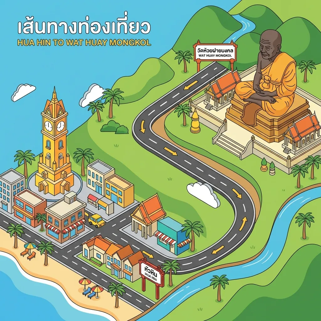 แผนที่เส้นทางไปวัดห้วยมงคล